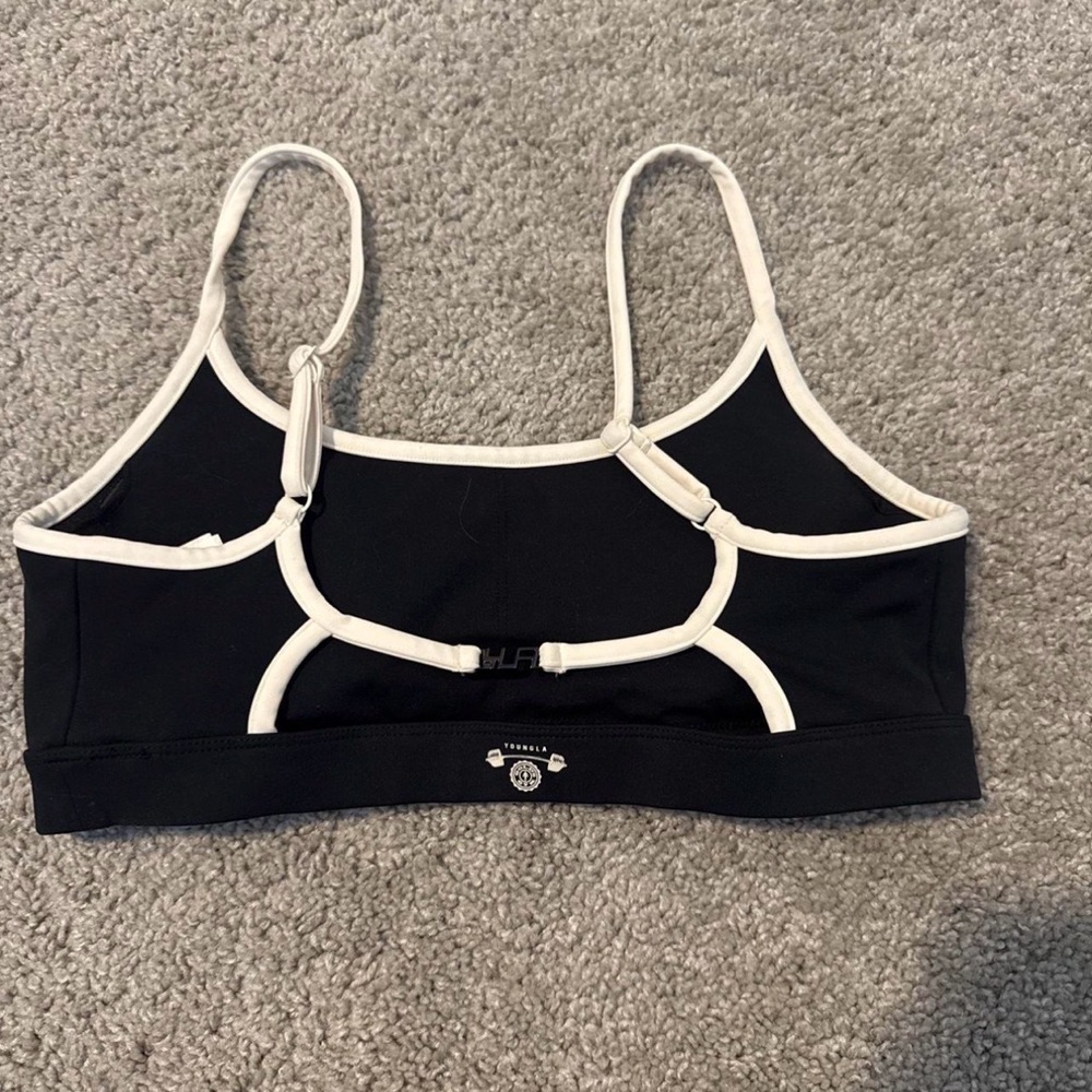 YoungLA Black Sports Bra with White Trim